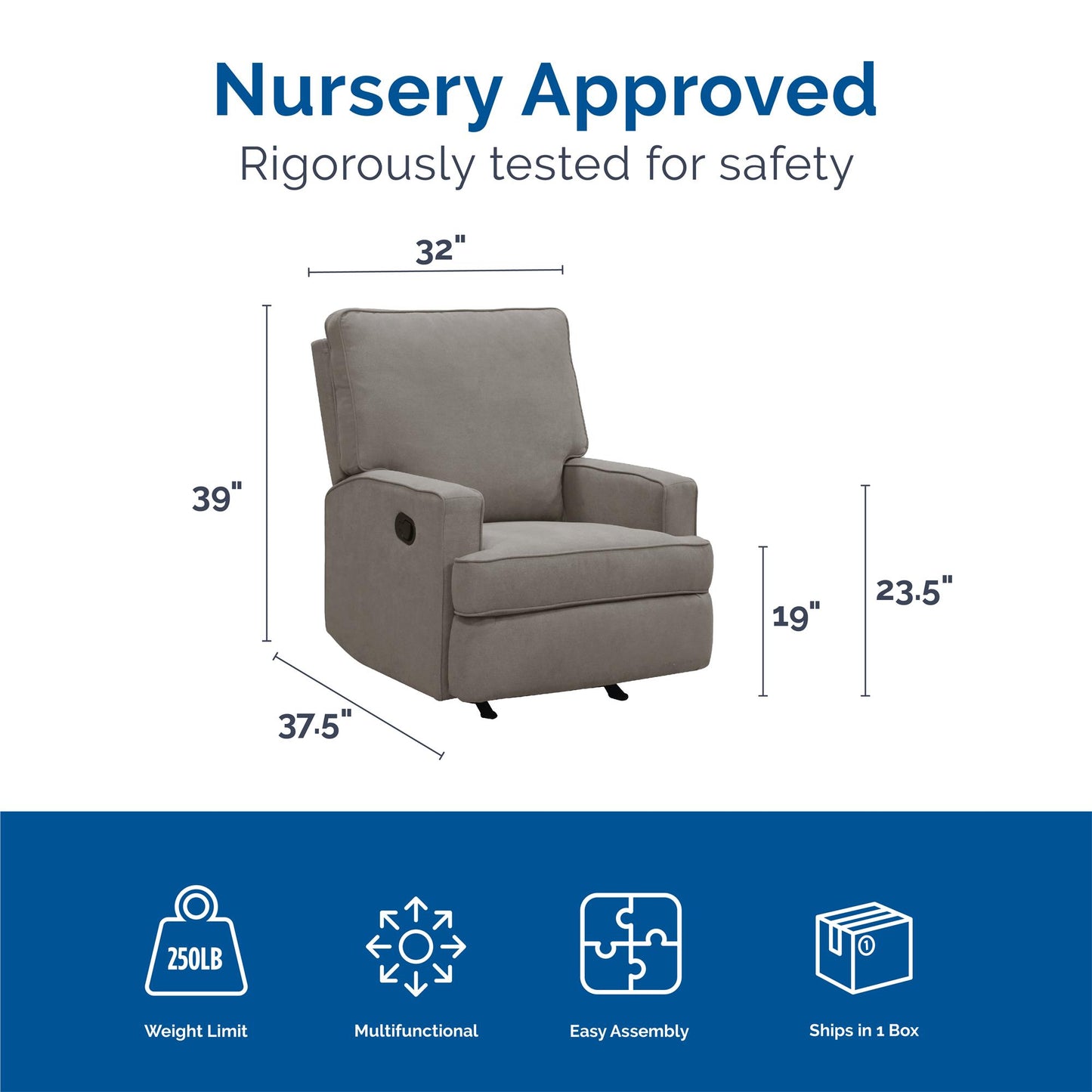 Baby Relax Salma Rocker Recliner Chair, Taupe Chenille - Taupe