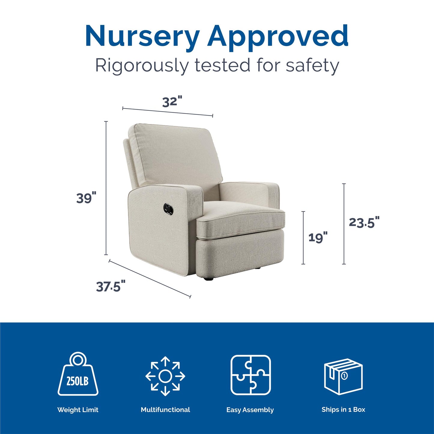 Baby Relax Salma Rocker Recliner Chair, Beige Chenille - Beige