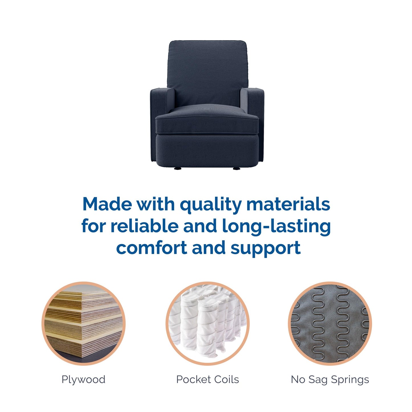 Baby Relax Salma Rocker Recliner Chair, Navy Chenille - Navy