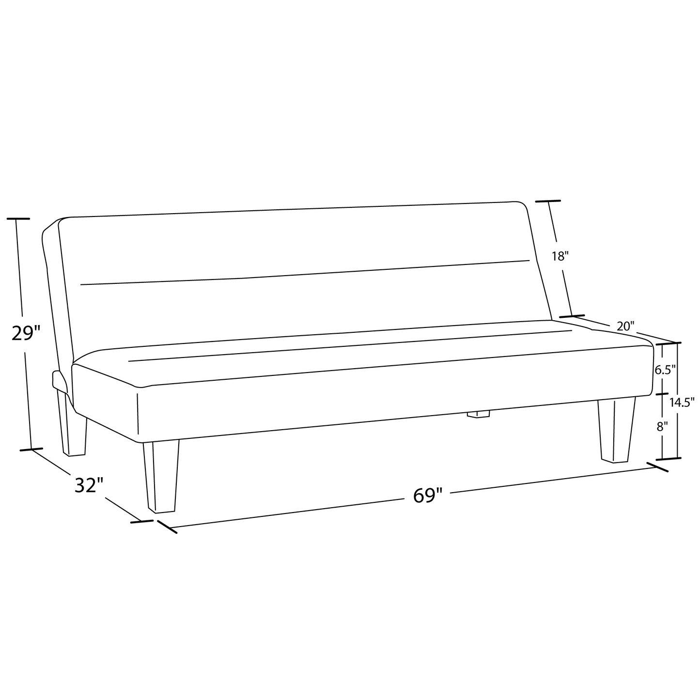 DHP Kebo Futon, Charcoal - Dark Gray