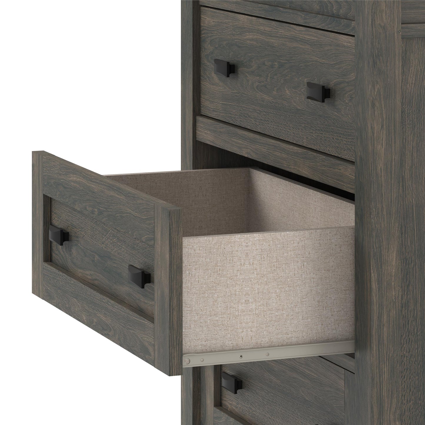 Farmington 4 Drawer Rustic Farmhouse Dresser with Linen Interiors - Weathered Oak