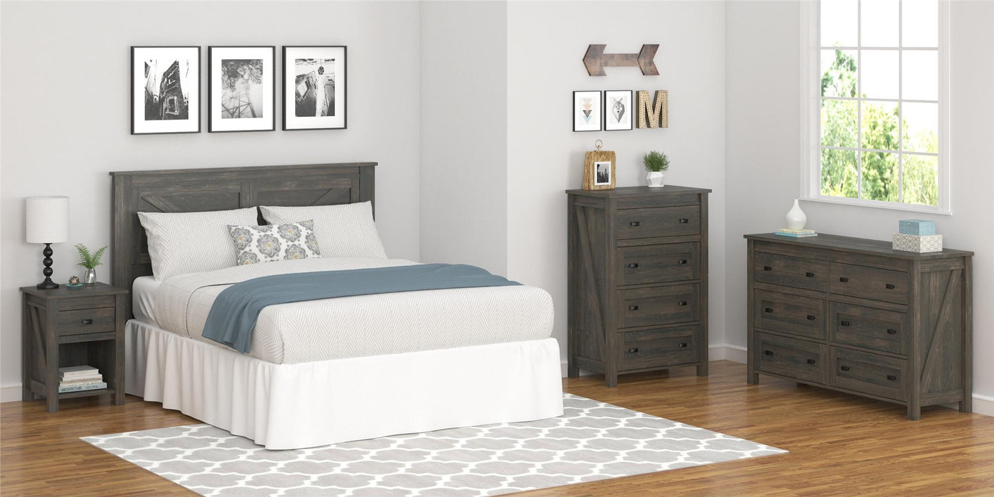 Farmington Rustic Farmhouse Nightstand with 1 Drawer - Weathered Oak