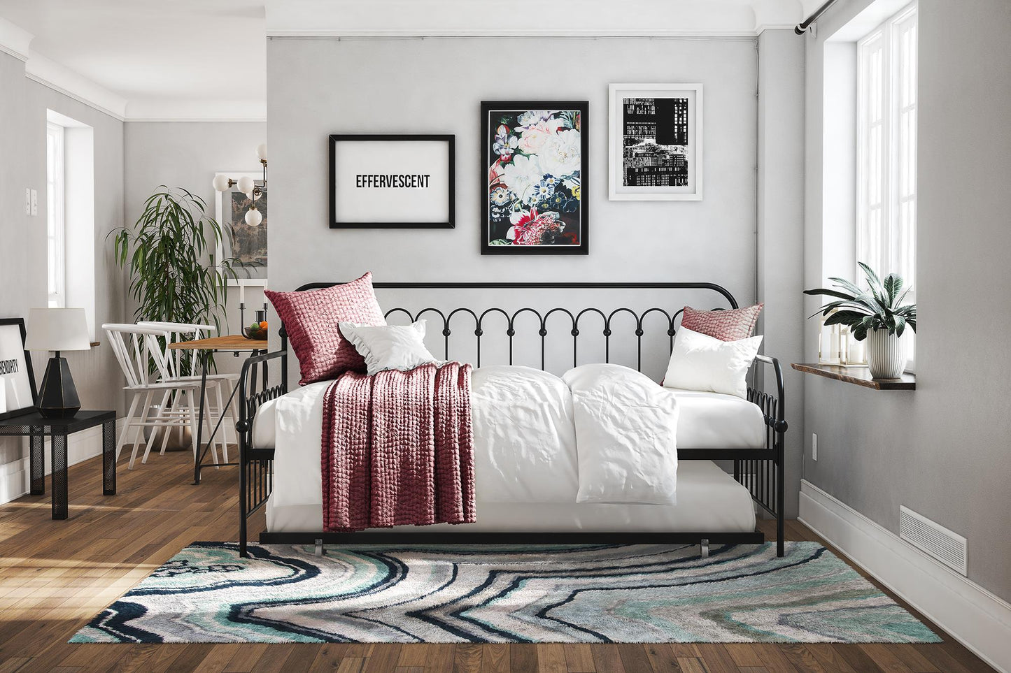 Bright Pop Metal Daybed with Trundle - Black - Twin