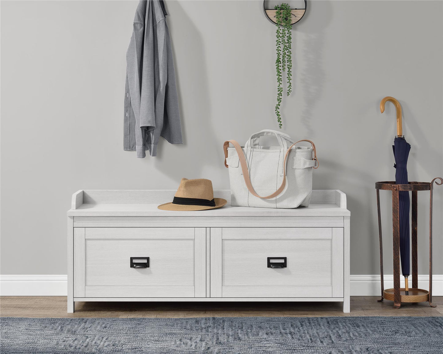 Farmington Rustic Farmhouse Entryway Storage Bench with Drawers - Ivory Pine