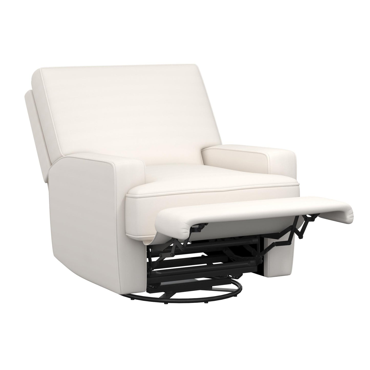 Rylan Upholstered Swivel Glider Recliner Chair with Square Back - White