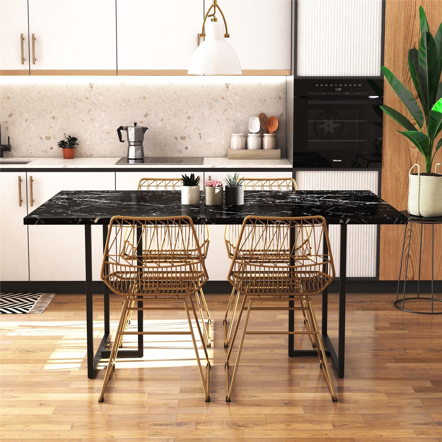 Astor Dining Table - Black Marble