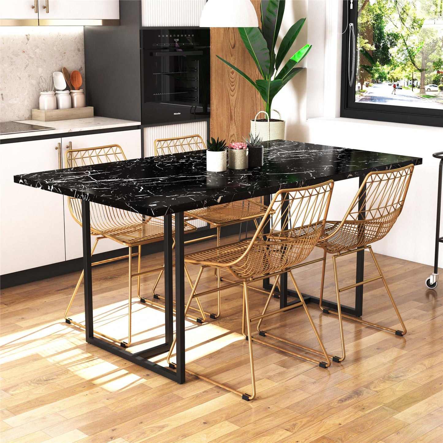 Astor Dining Table - Black Marble