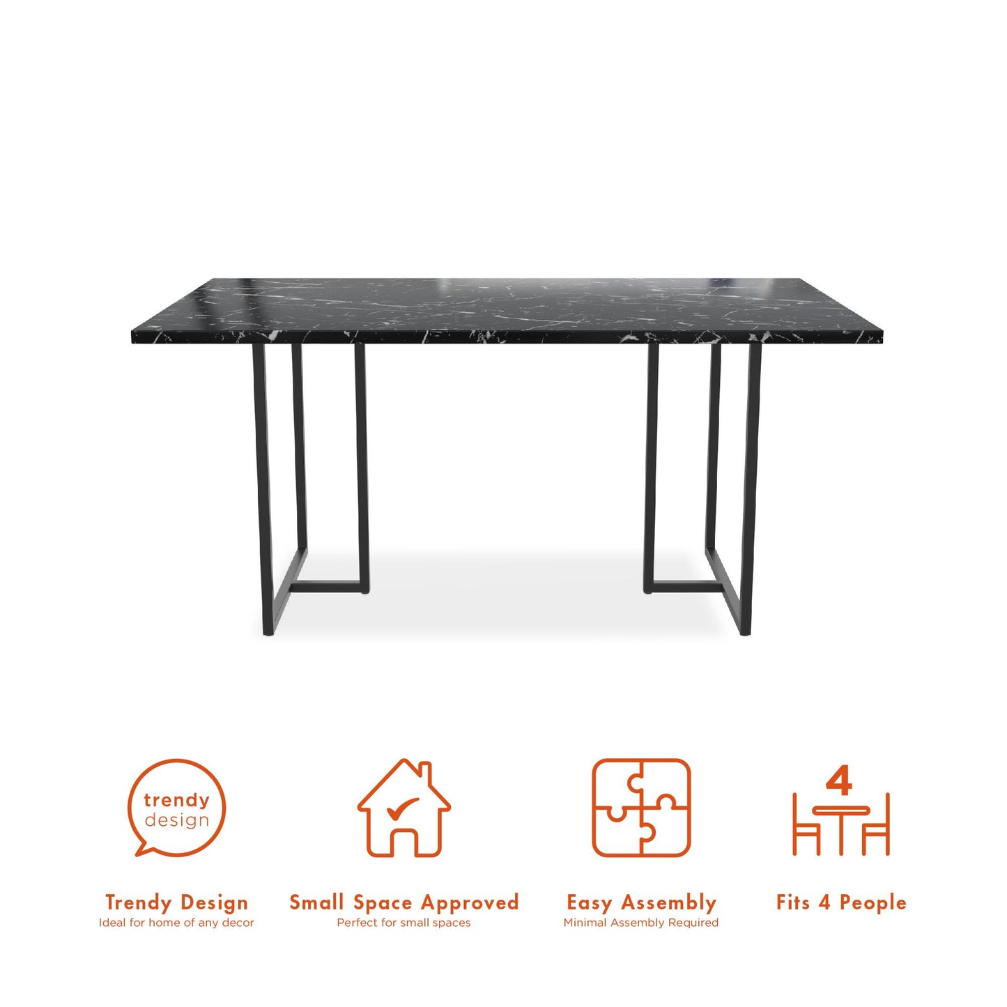 Astor Dining Table - Black Marble