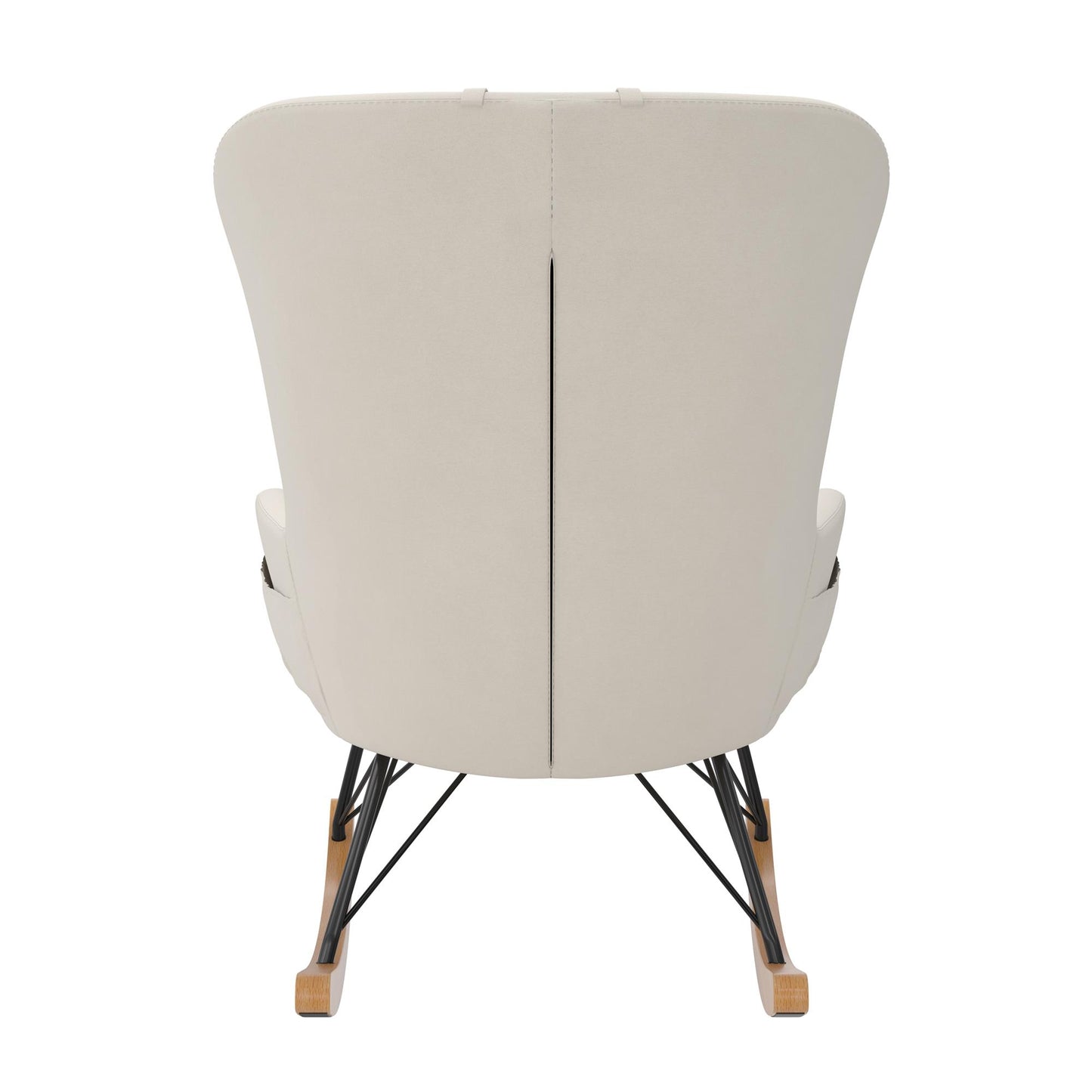 Robbie Rocker Accent Chair with Storage Pockets and Matching Pillow Headrest - Beige