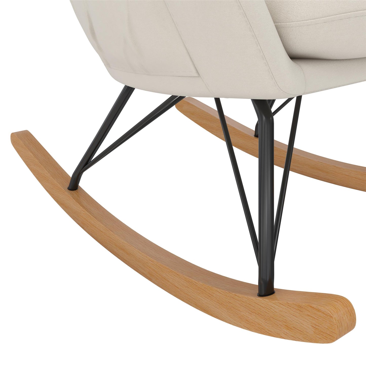 Robbie Rocker Accent Chair with Storage Pockets and Matching Pillow Headrest - Beige