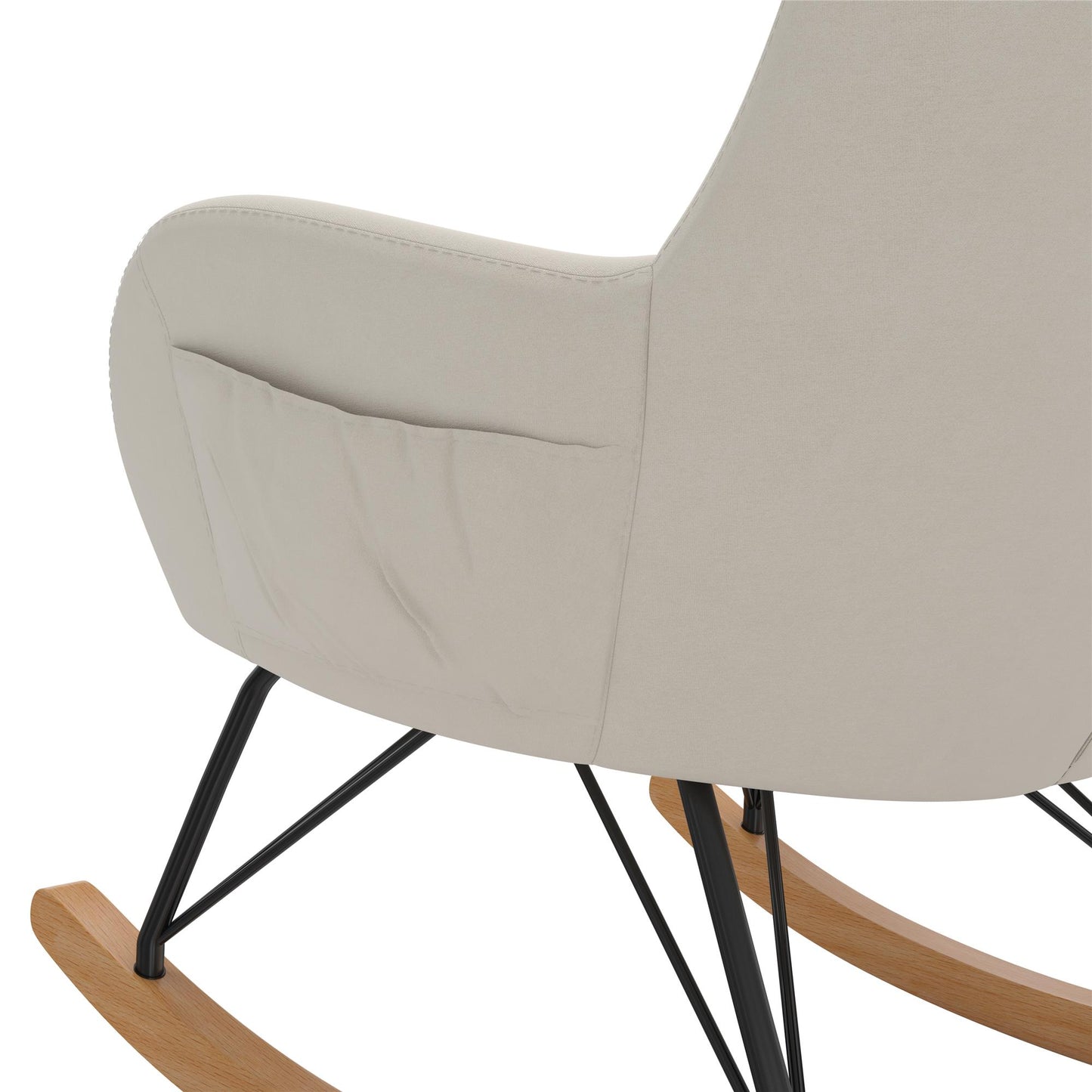 Robbie Rocker Accent Chair with Storage Pockets and Matching Pillow Headrest - Beige