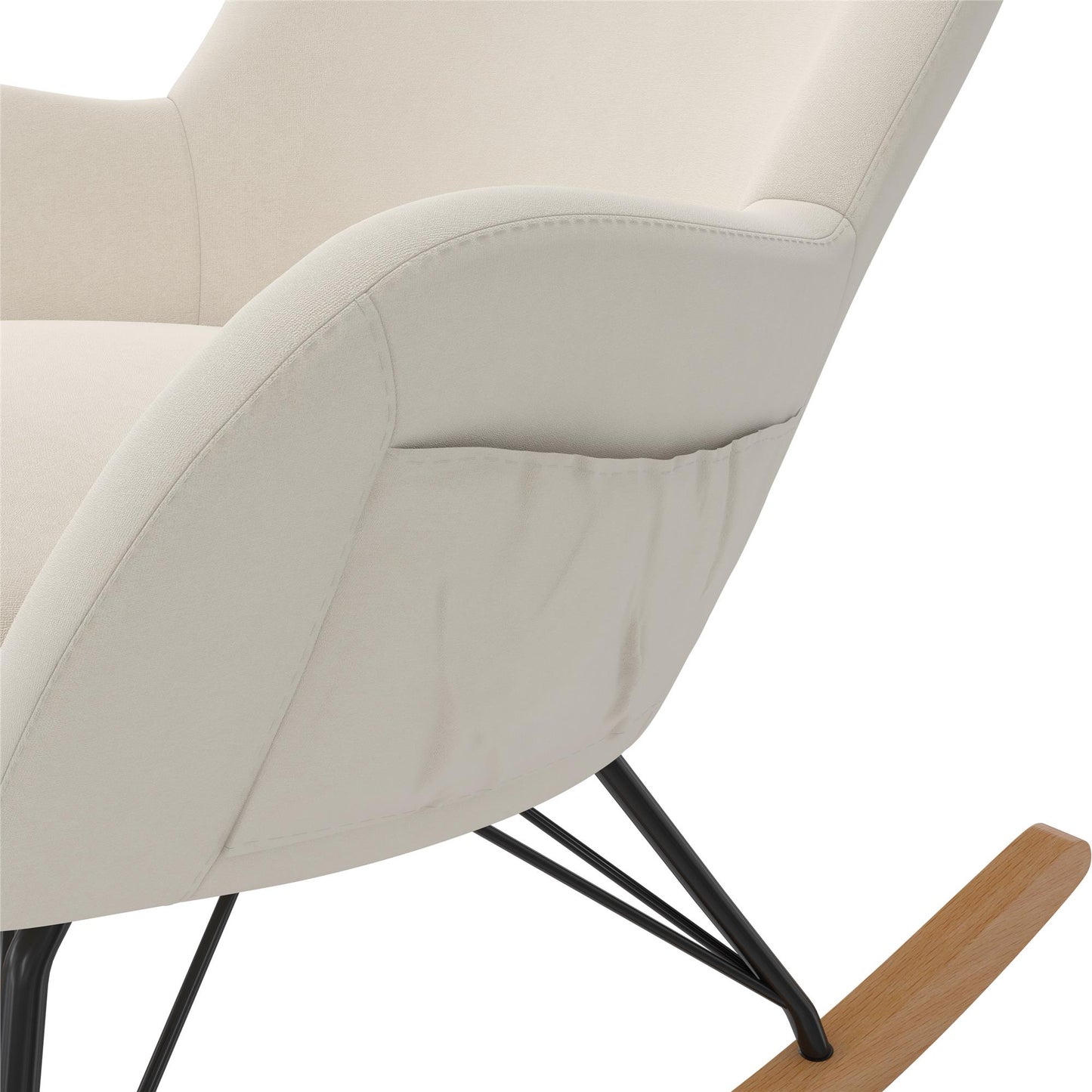 Robbie Rocker Accent Chair with Storage Pockets and Matching Pillow Headrest - Beige