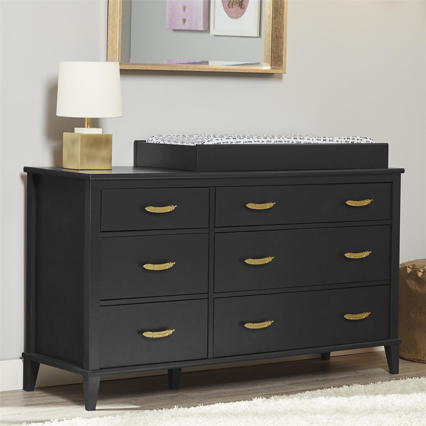 Poppy Changing Table Topper for Nursery Dresser - Black