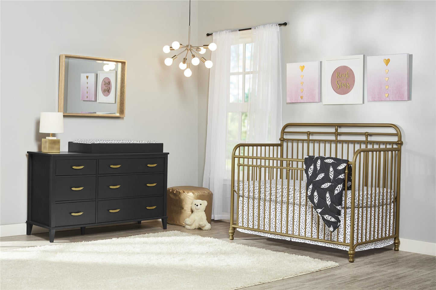 Poppy Changing Table Topper for Nursery Dresser - Black