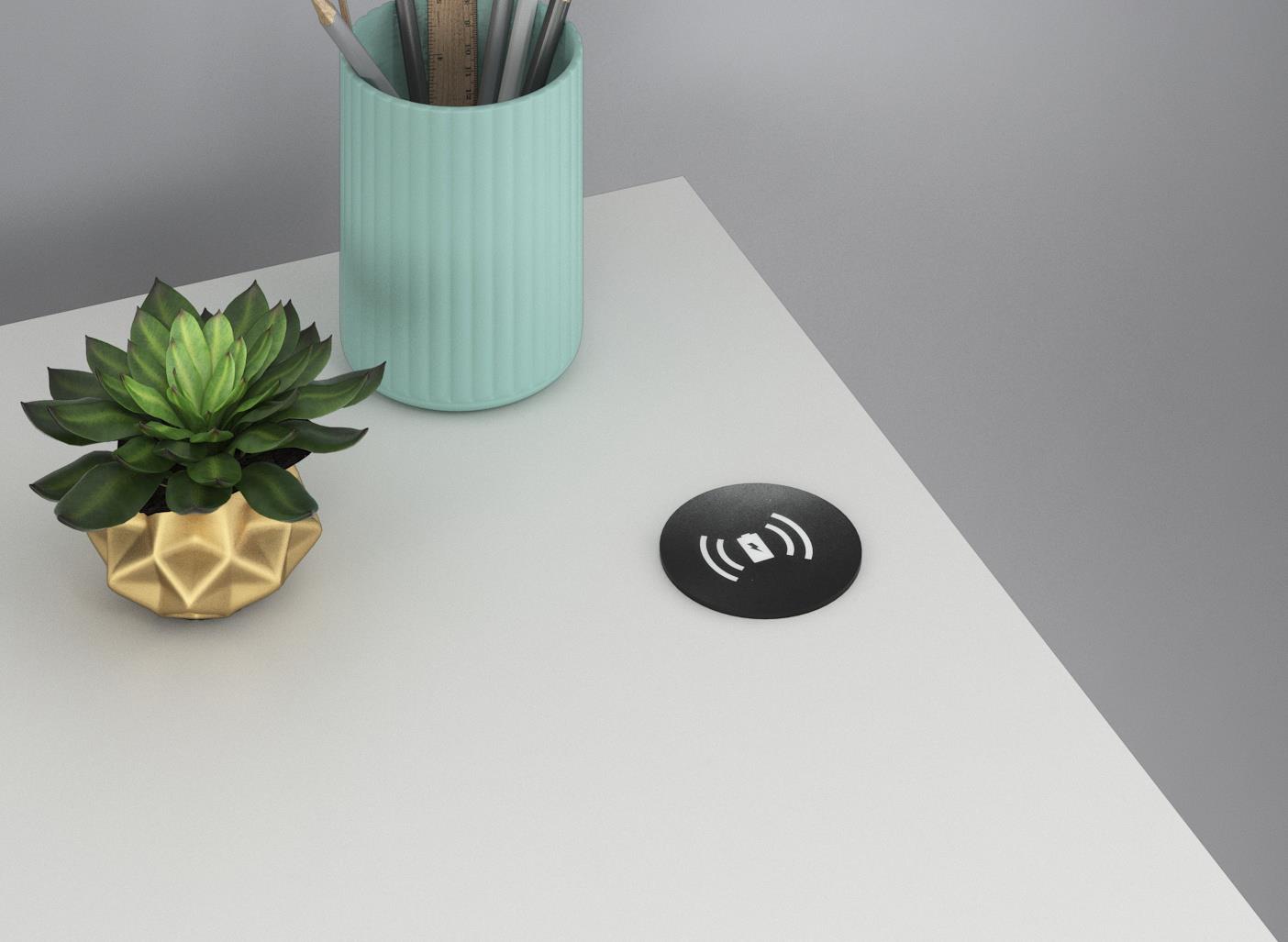 Olten Computer Desk with 2 Drawers and Wireless Charging Spot - White