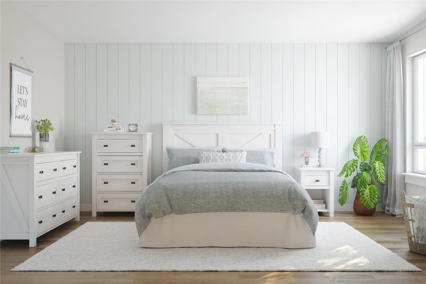Farmington Rustic Farmhouse Nightstand with 1 Drawer - Ivory Oak