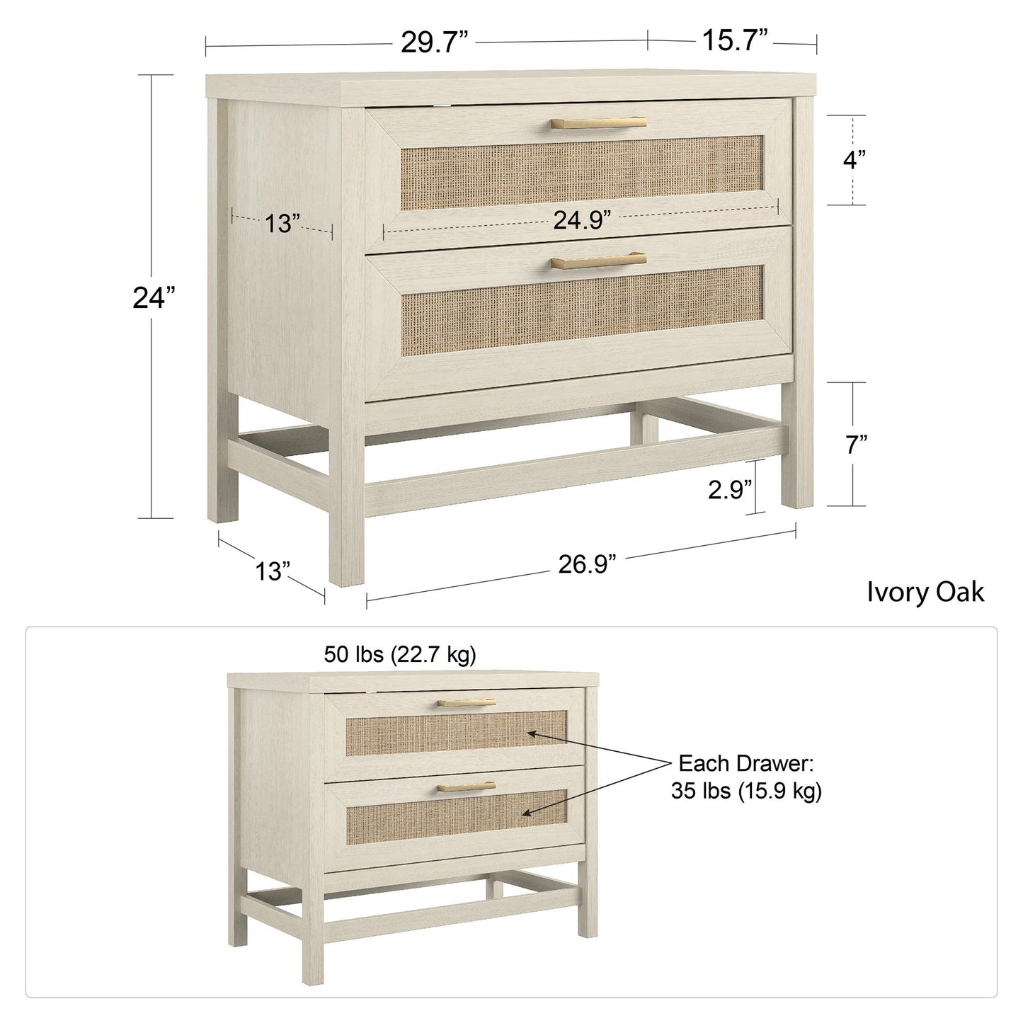 Lennon 2 Drawer Nightstand - Medium Brown