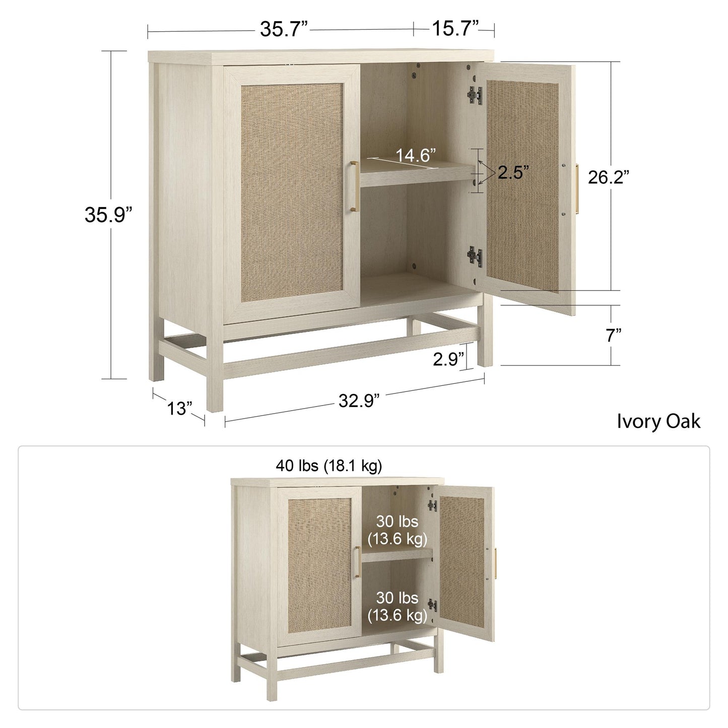Lennon 2 Door Storage Cabinet - Medium Brown
