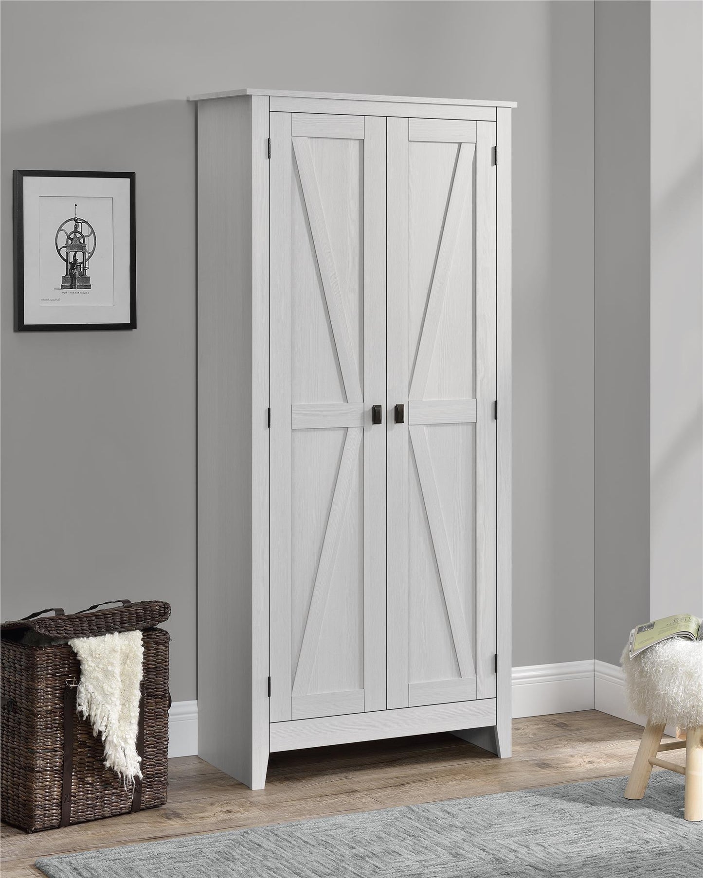 Farmington Rustic Farmhouse 31.5 Inch Wide Storage Cabinet - Ivory Pine