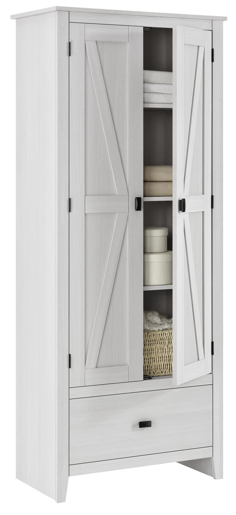 Farmington Rustic Farmhouse 30 Inch Wide Storage Cabinet - Ivory Pine