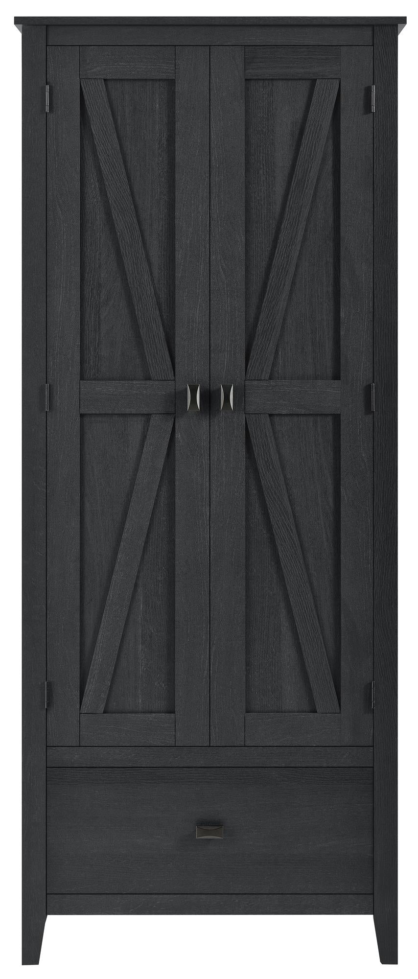 Farmington Rustic Farmhouse 30 Inch Wide Storage Cabinet - Black Oak