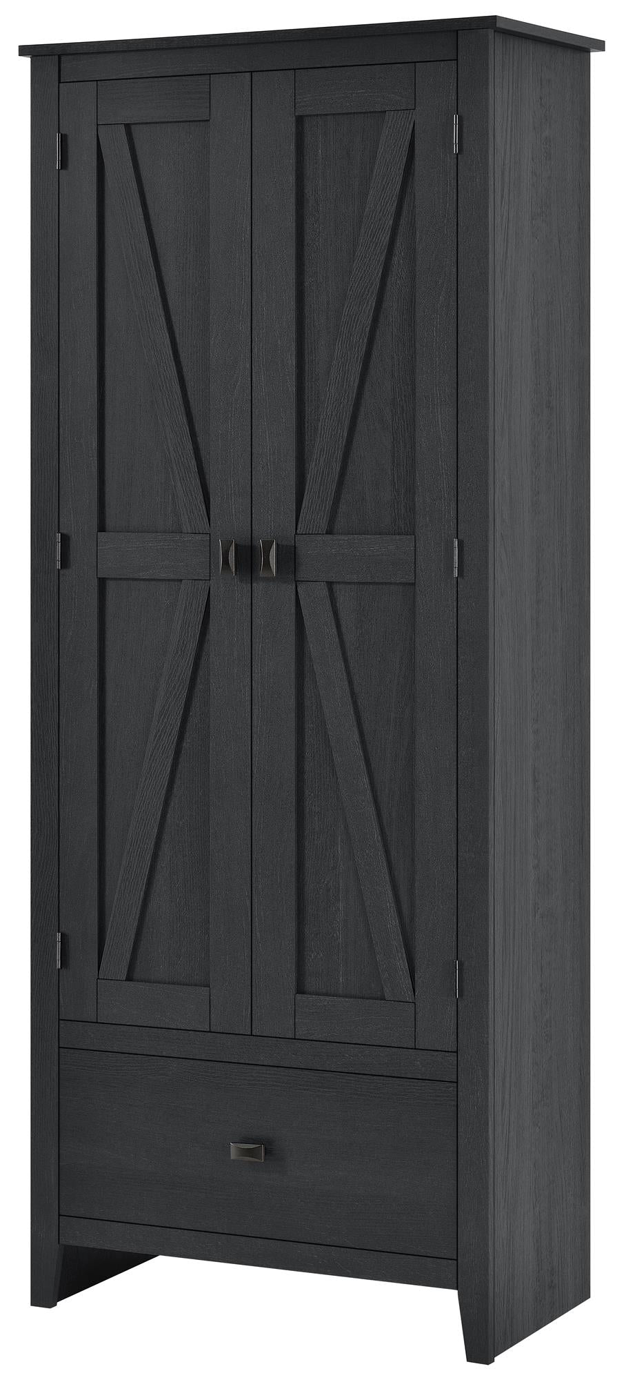 Farmington Rustic Farmhouse 30 Inch Wide Storage Cabinet - Black Oak