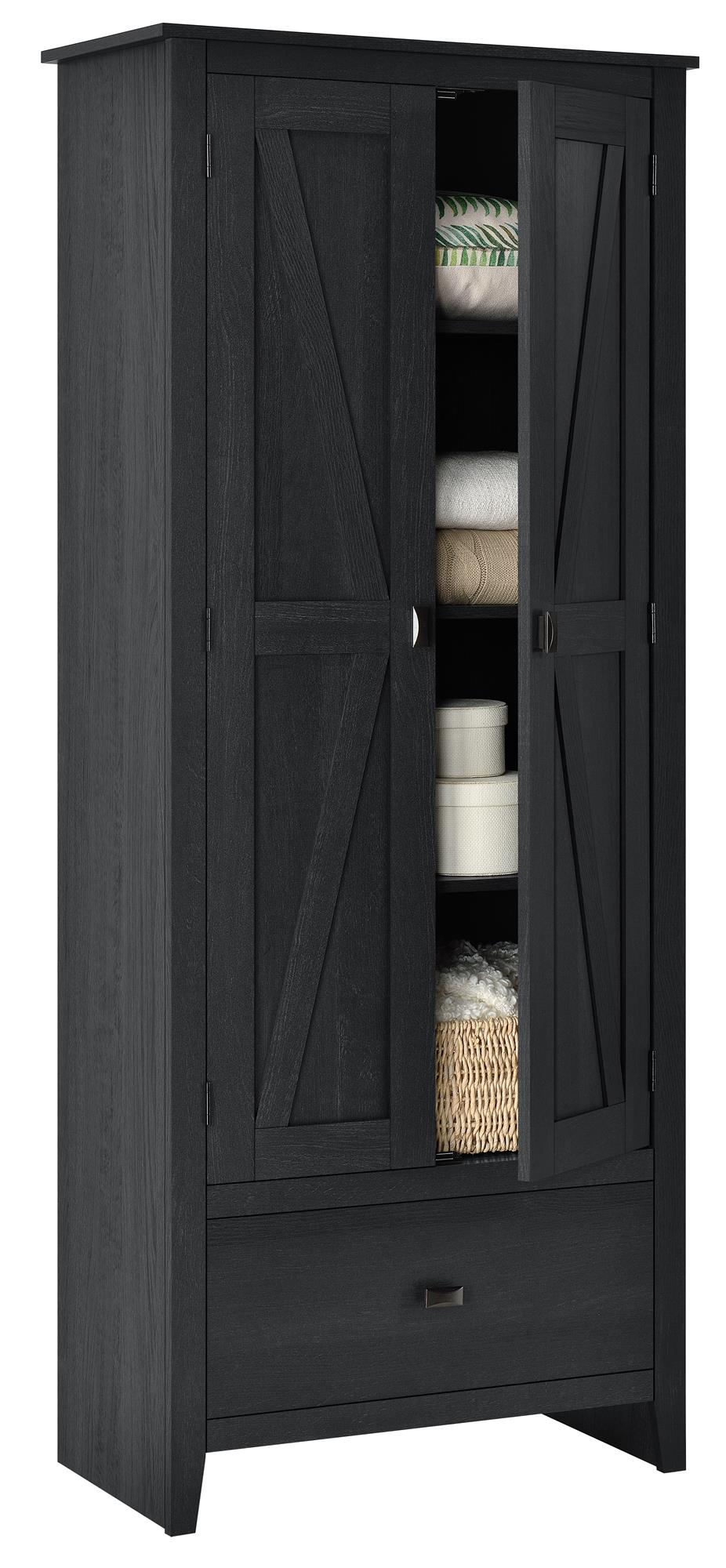 Farmington Rustic Farmhouse 30 Inch Wide Storage Cabinet - Black Oak