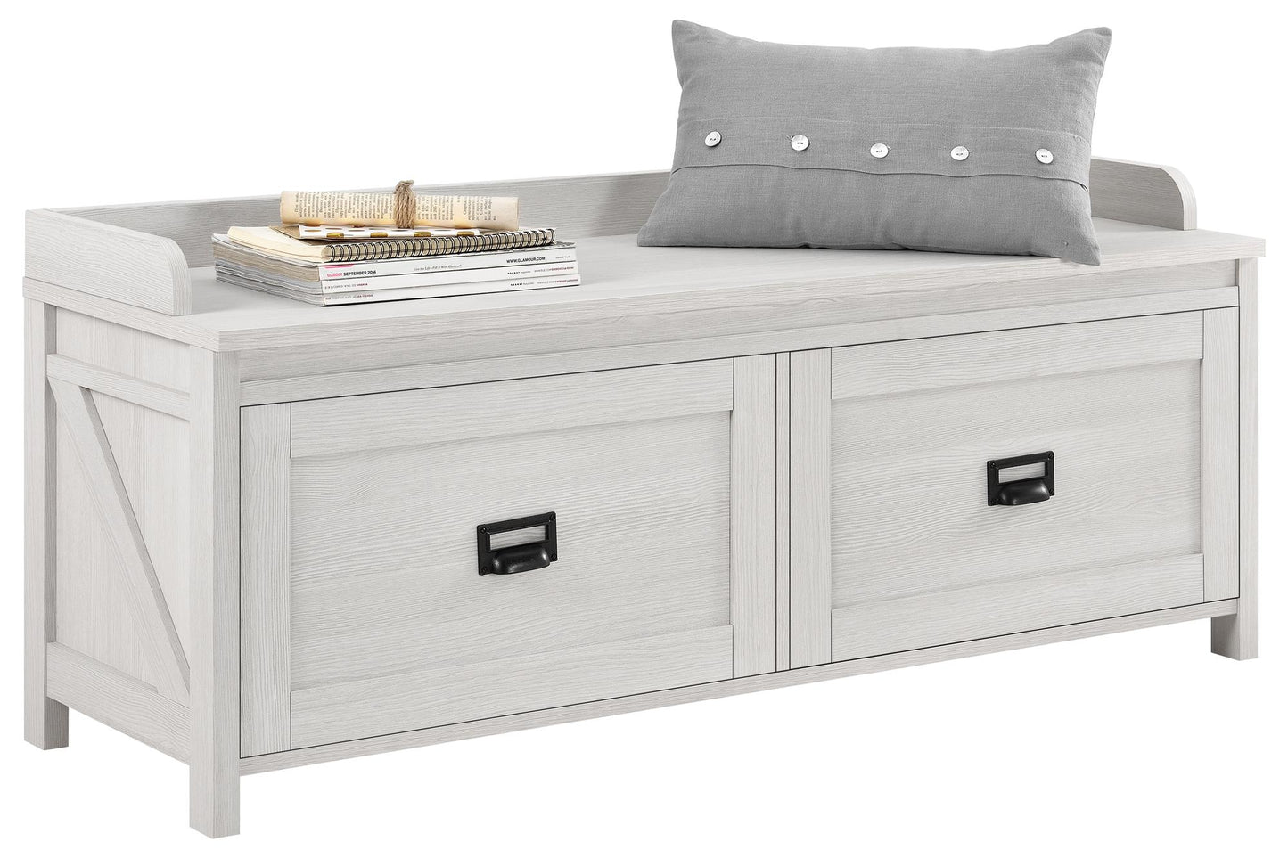 Farmington Rustic Farmhouse Entryway Storage Bench with Drawers - Ivory Pine