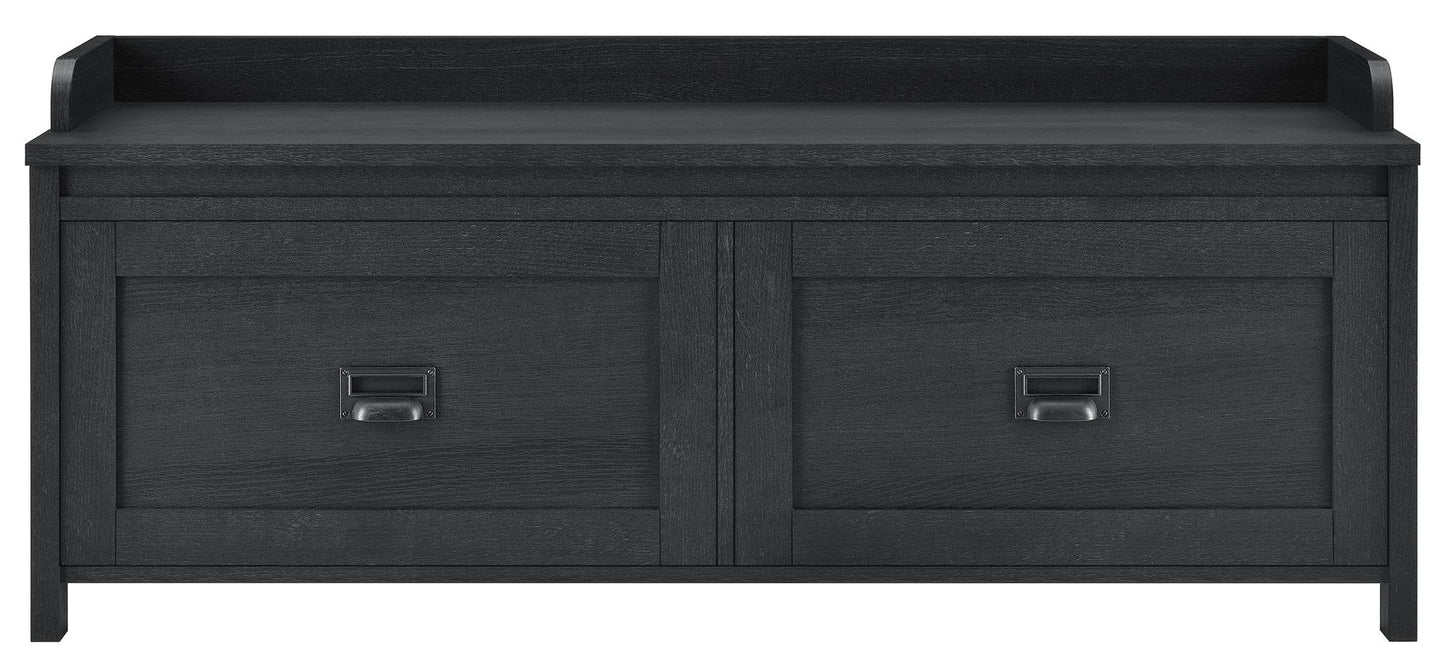 Farmington Rustic Farmhouse Entryway Storage Bench with Drawers - Black Oak
