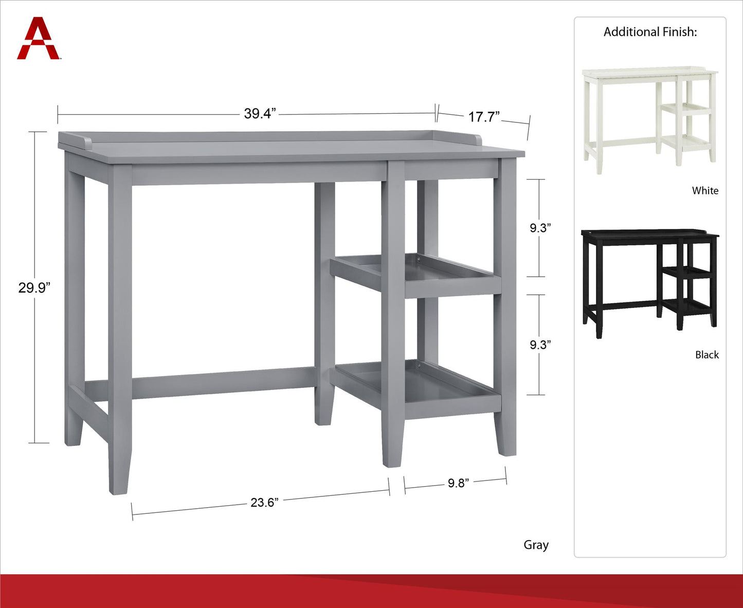 Eleanor Single Pedestal Desk - White