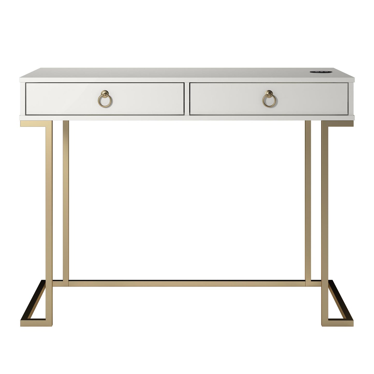 Olten Computer Desk with 2 Drawers and Wireless Charging Spot - White