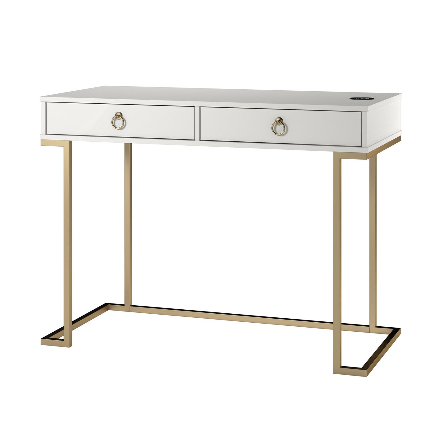 Olten Computer Desk with 2 Drawers and Wireless Charging Spot - White
