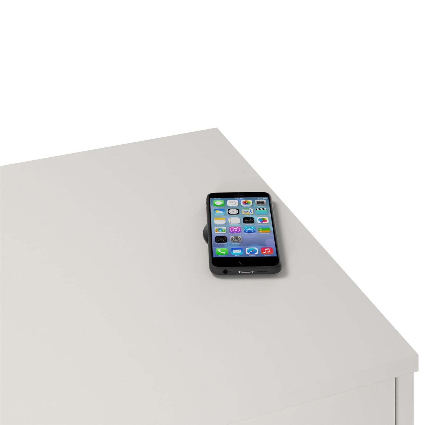Olten Computer Desk with 2 Drawers and Wireless Charging Spot - White