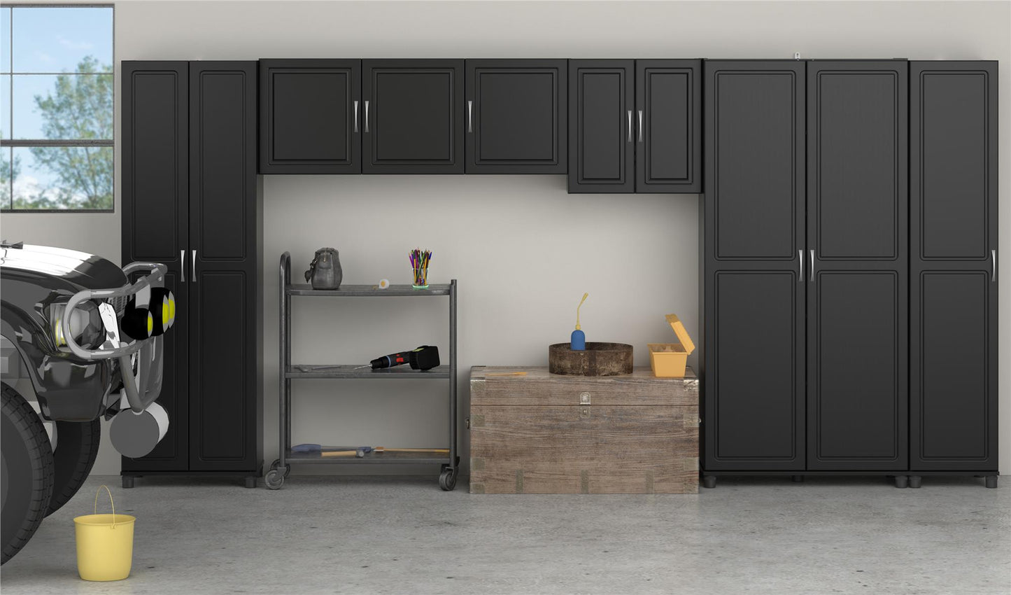 Kendall 24 Inch Multipurpose 2 Door Wall Cabinet - Black