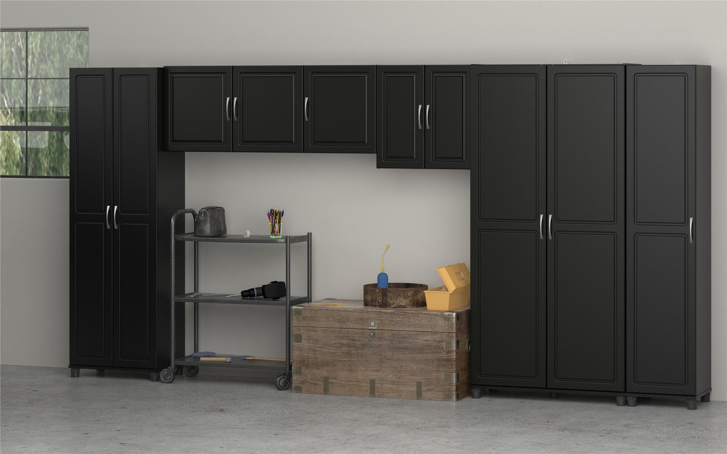 Kendall 24 Inch Multipurpose 2 Door Wall Cabinet - Black