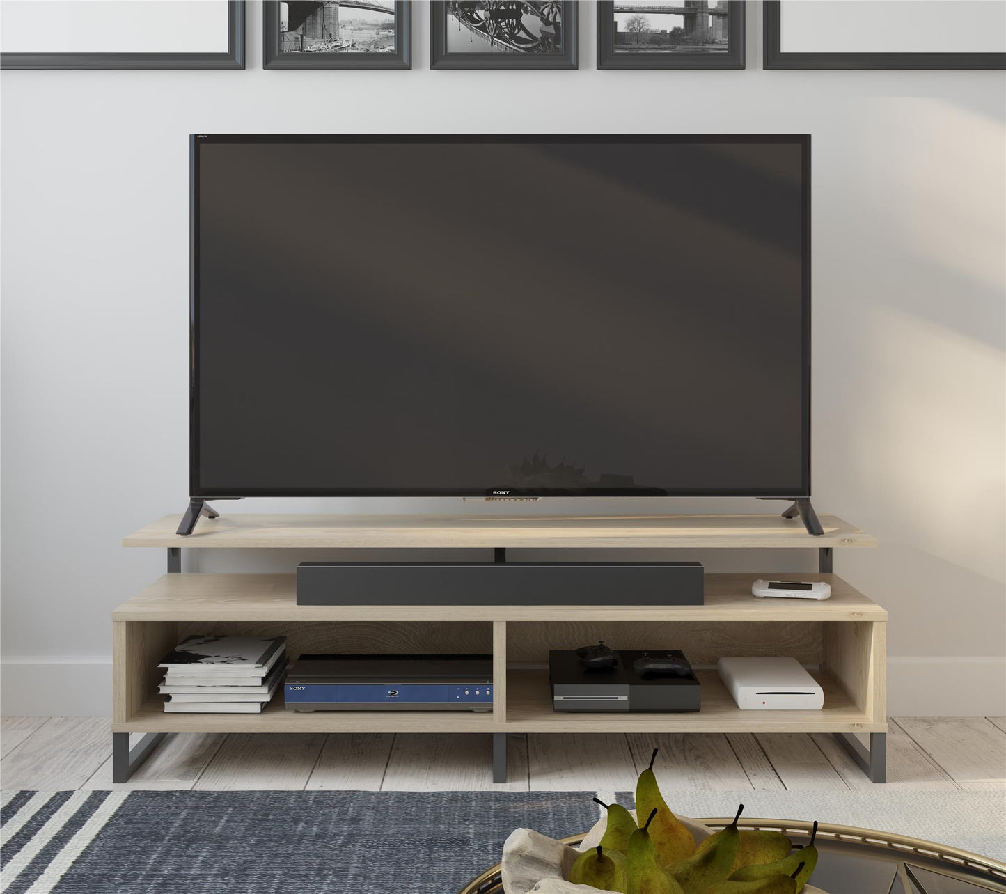 Whitby TV Stand for TVs up to 65" with Four Shelves - Golden Oak