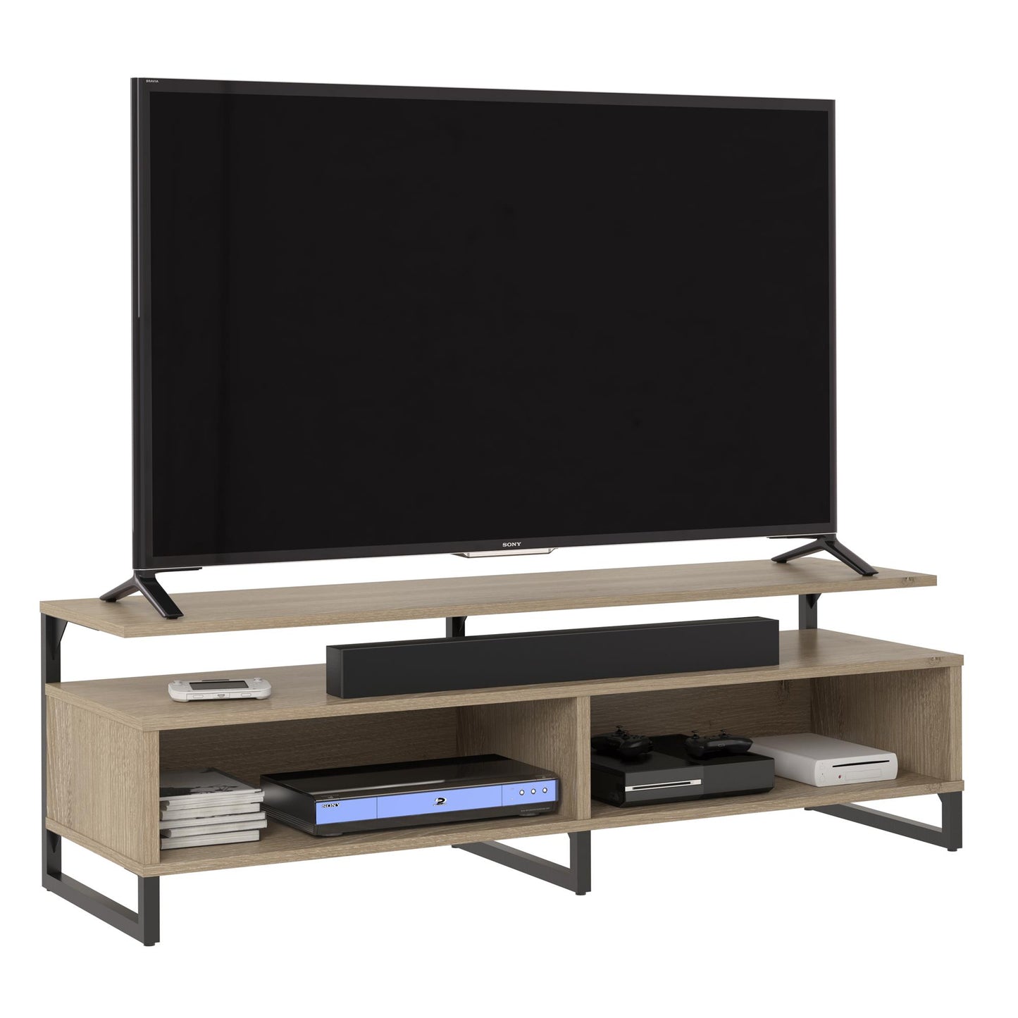Whitby TV Stand for TVs up to 65" with Four Shelves - Golden Oak