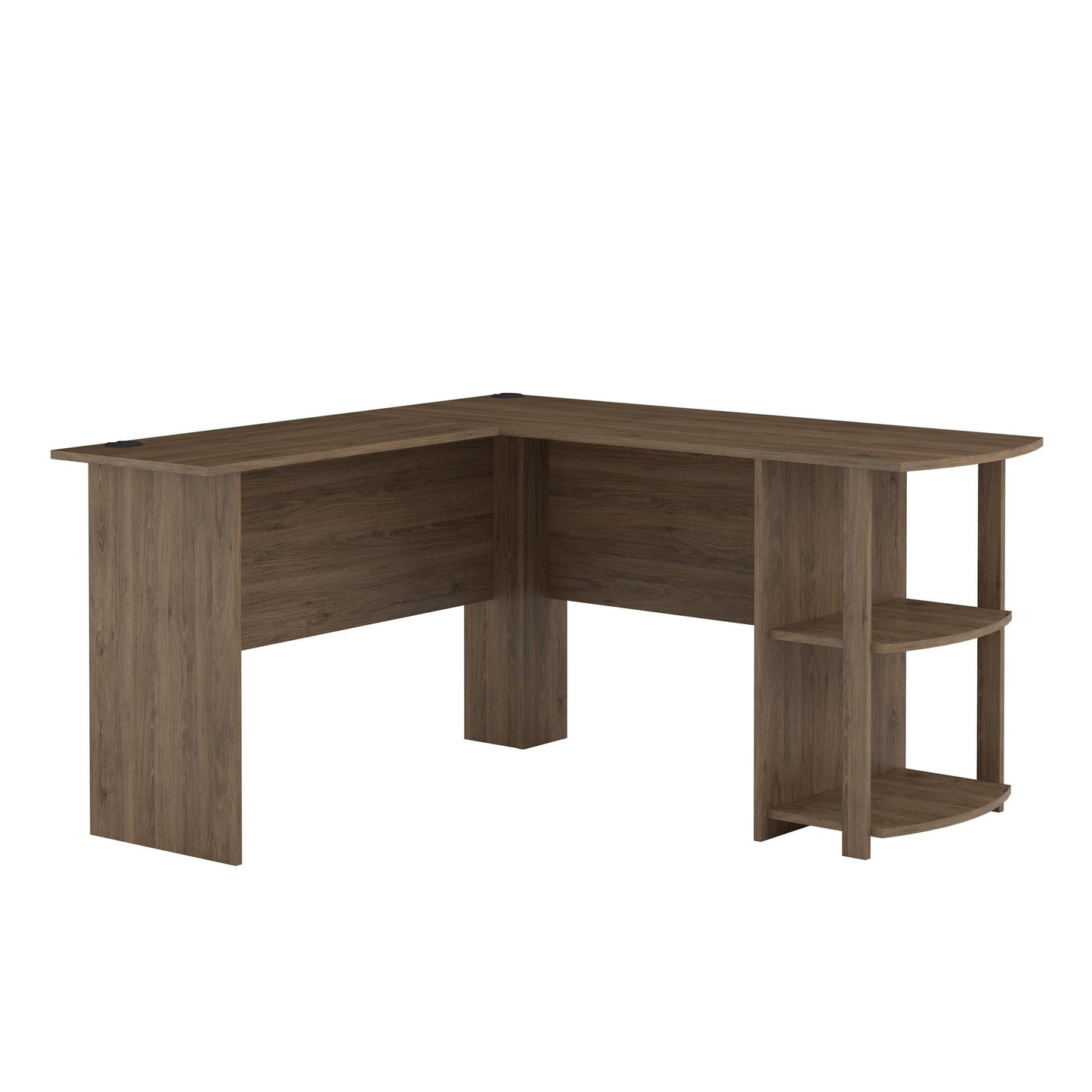 Dakota Computer L Desk with Side Bookshelf and Large Worksurface - Rustic Oak