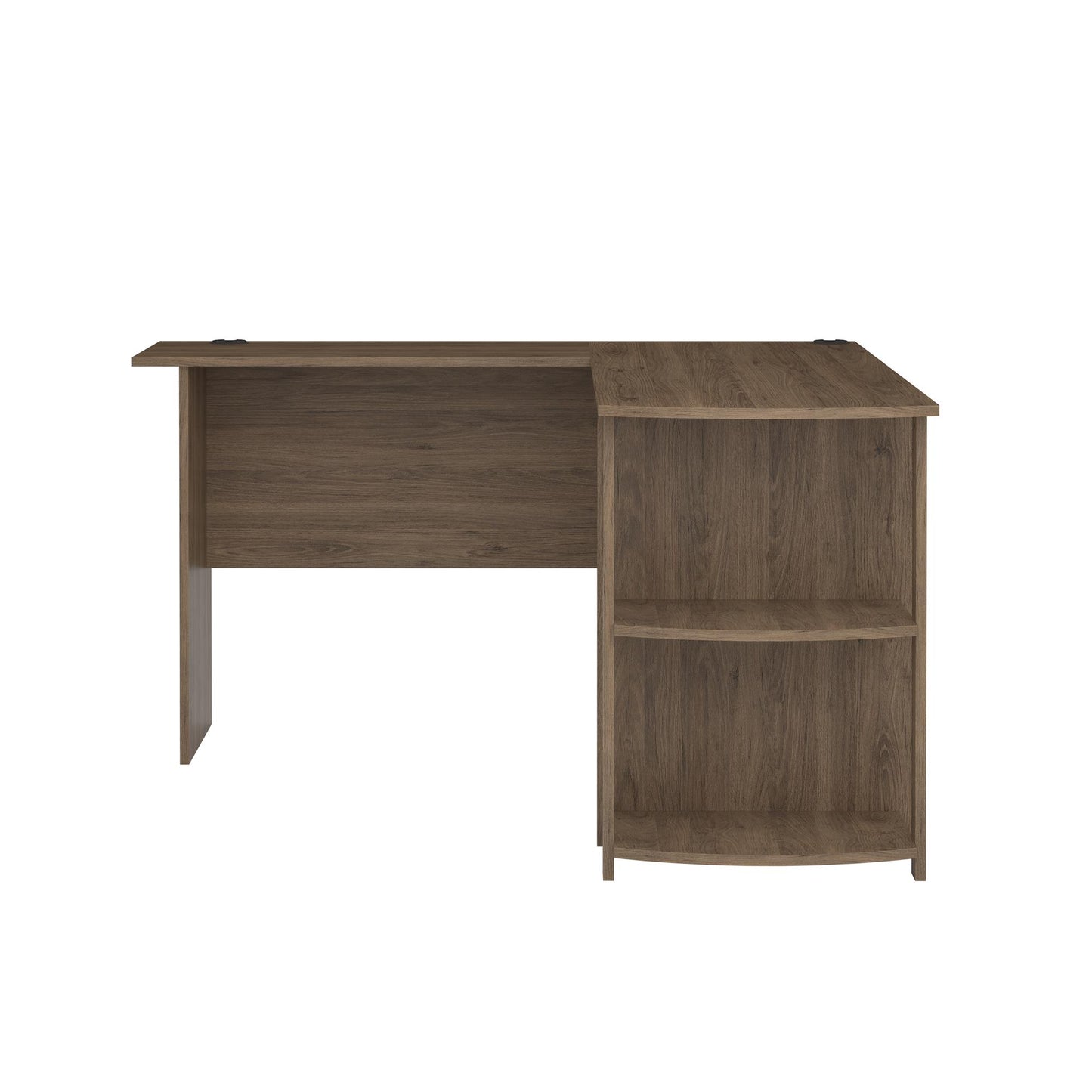 Dakota Computer L Desk with Side Bookshelf and Large Worksurface - Rustic Oak