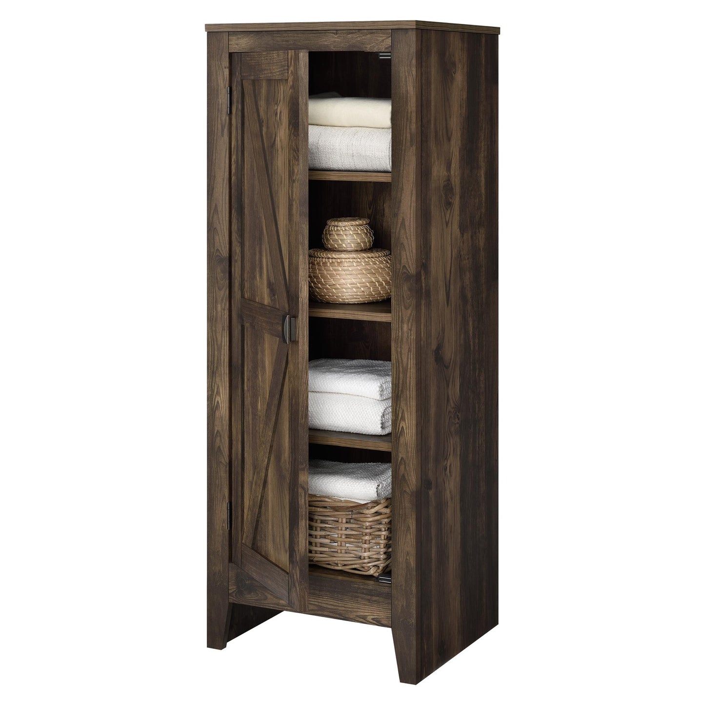 SystemBuild Farmington Storage Cabinet with 4 Shelves - Rustic