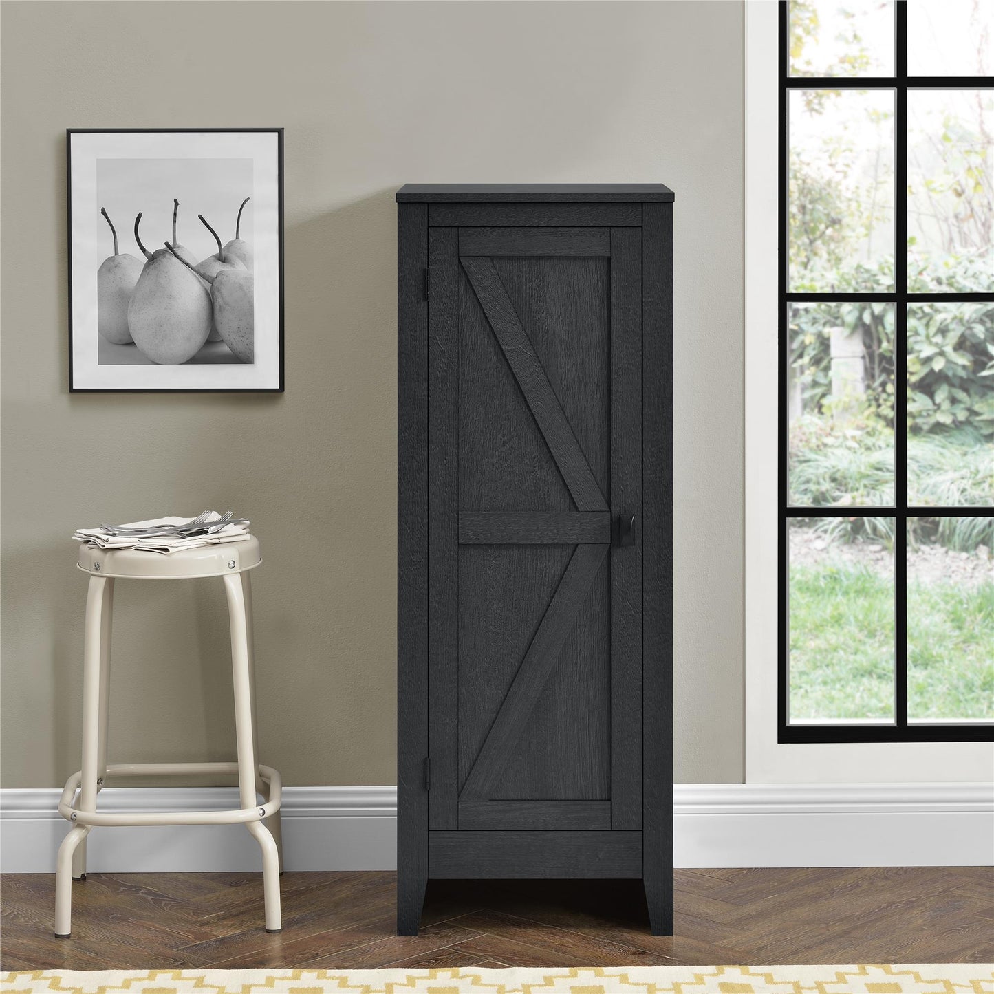 SystemBuild Farmington Storage Cabinet with 4 Shelves - Black Oak
