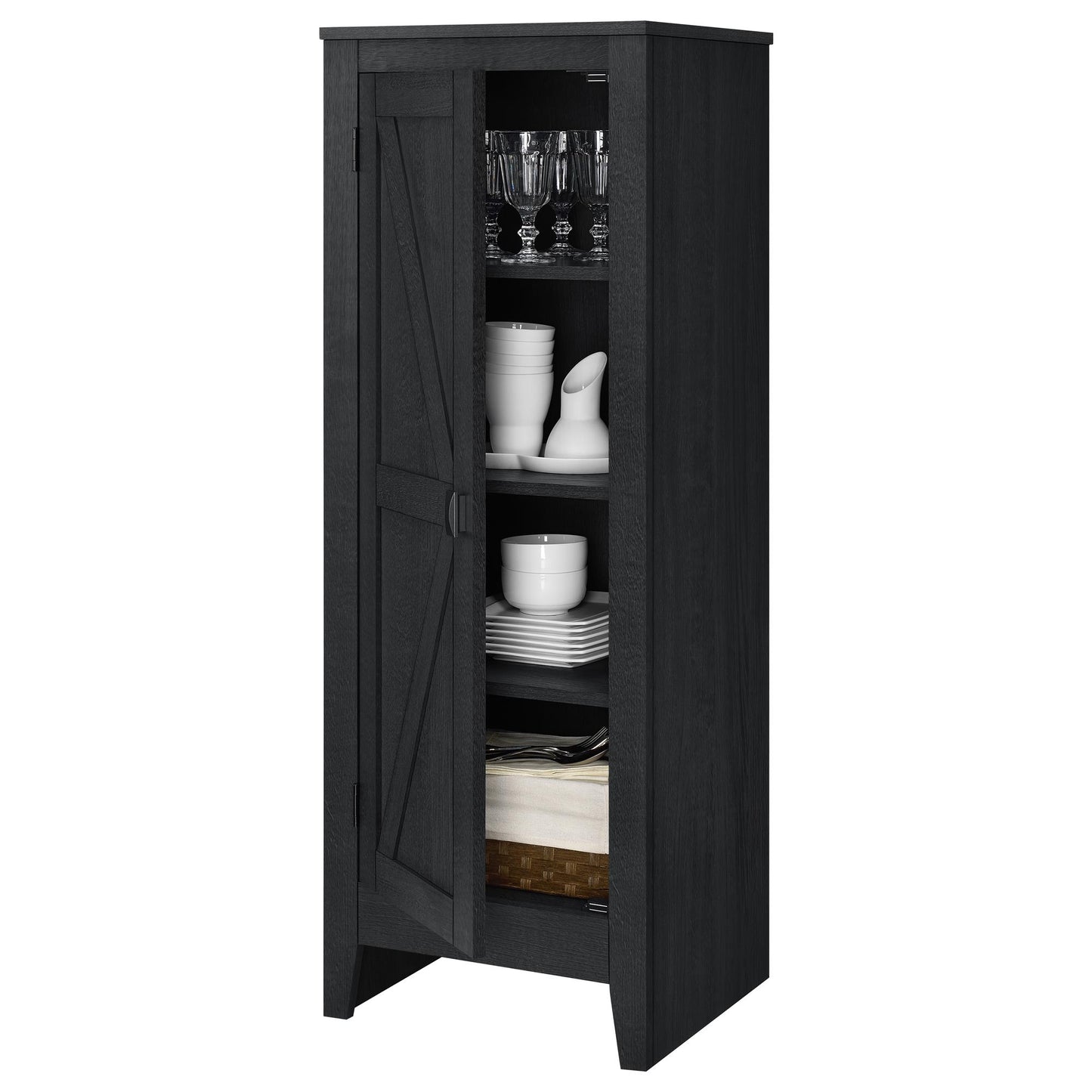 SystemBuild Farmington Storage Cabinet with 4 Shelves - Black Oak