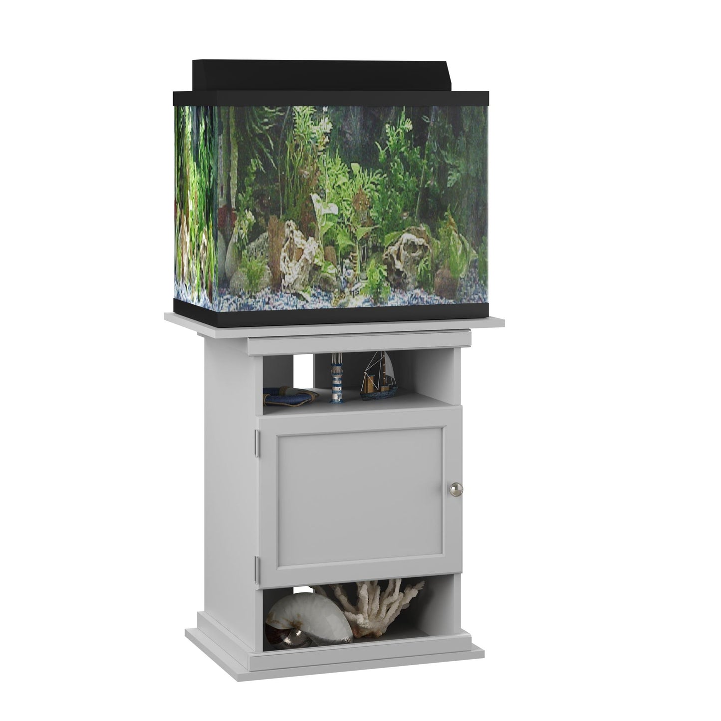 10/20 Gallon Aquarium Stand with Open and Concealed Storage - Dove Gray