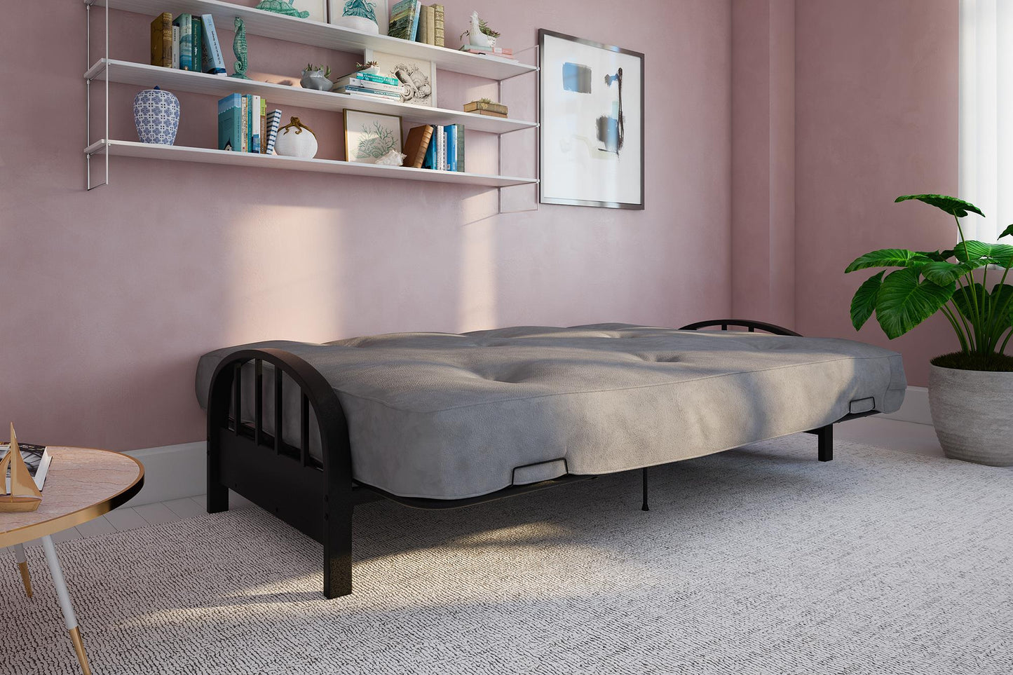 Aiden Metal Full Size Futon Frame with Multiple Reclining Positions - Black