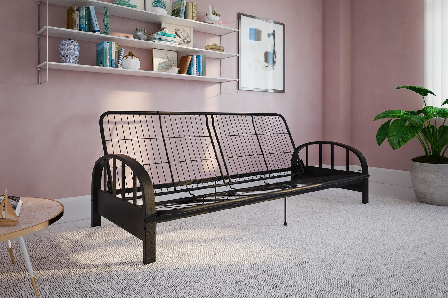 Aiden Metal Full Size Futon Frame with Multiple Reclining Positions - Black
