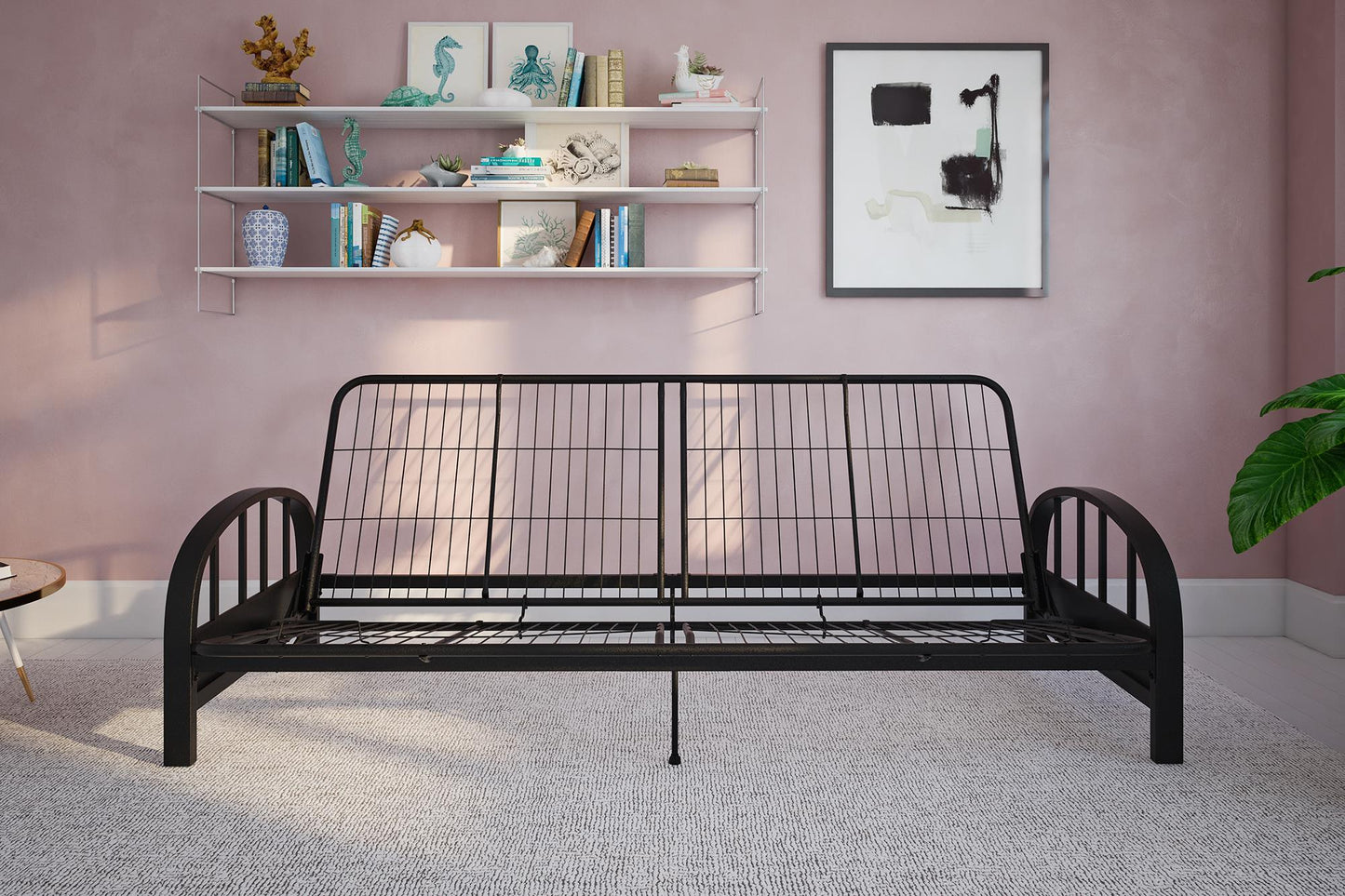 Aiden Metal Full Size Futon Frame with Multiple Reclining Positions - Black