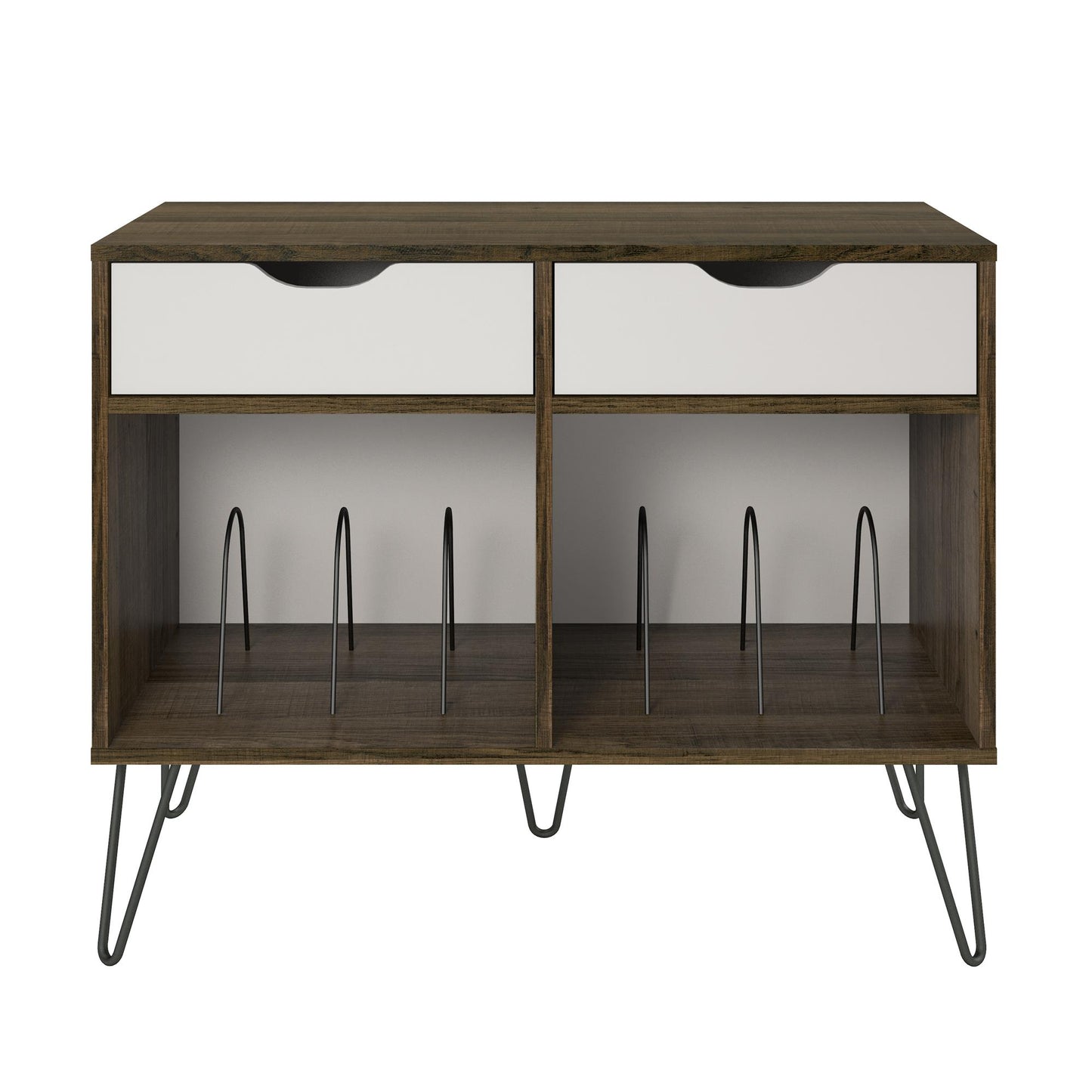 Concord Turntable Stand with Drawers, Brown Oak - Brown Oak