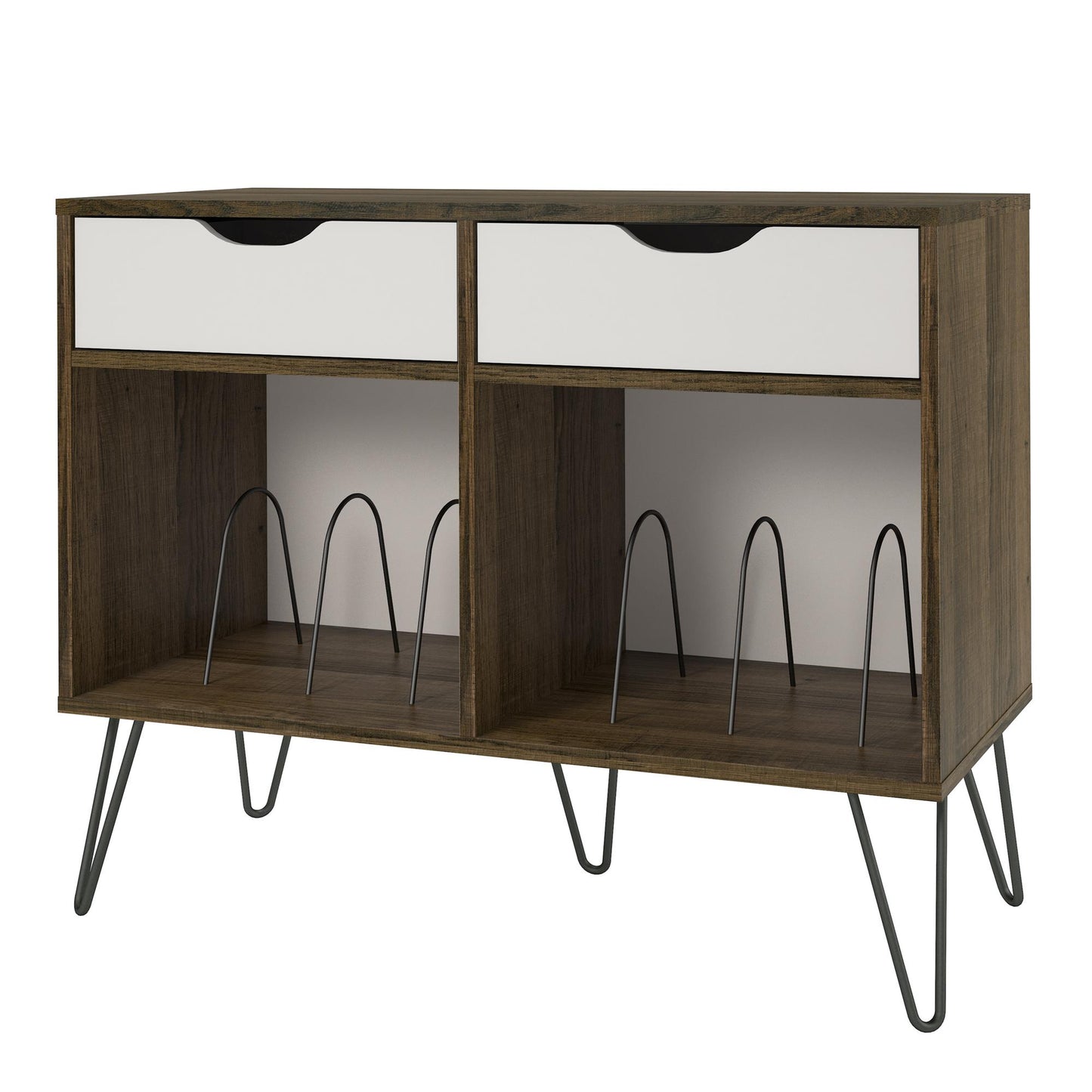 Concord Turntable Stand with Drawers, Brown Oak - Brown Oak