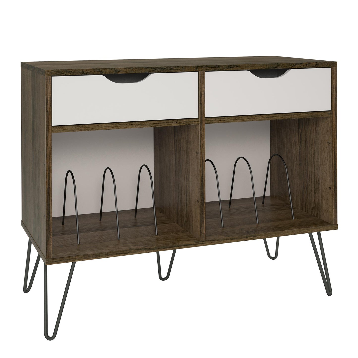 Concord Turntable Stand with Drawers, Brown Oak - Brown Oak