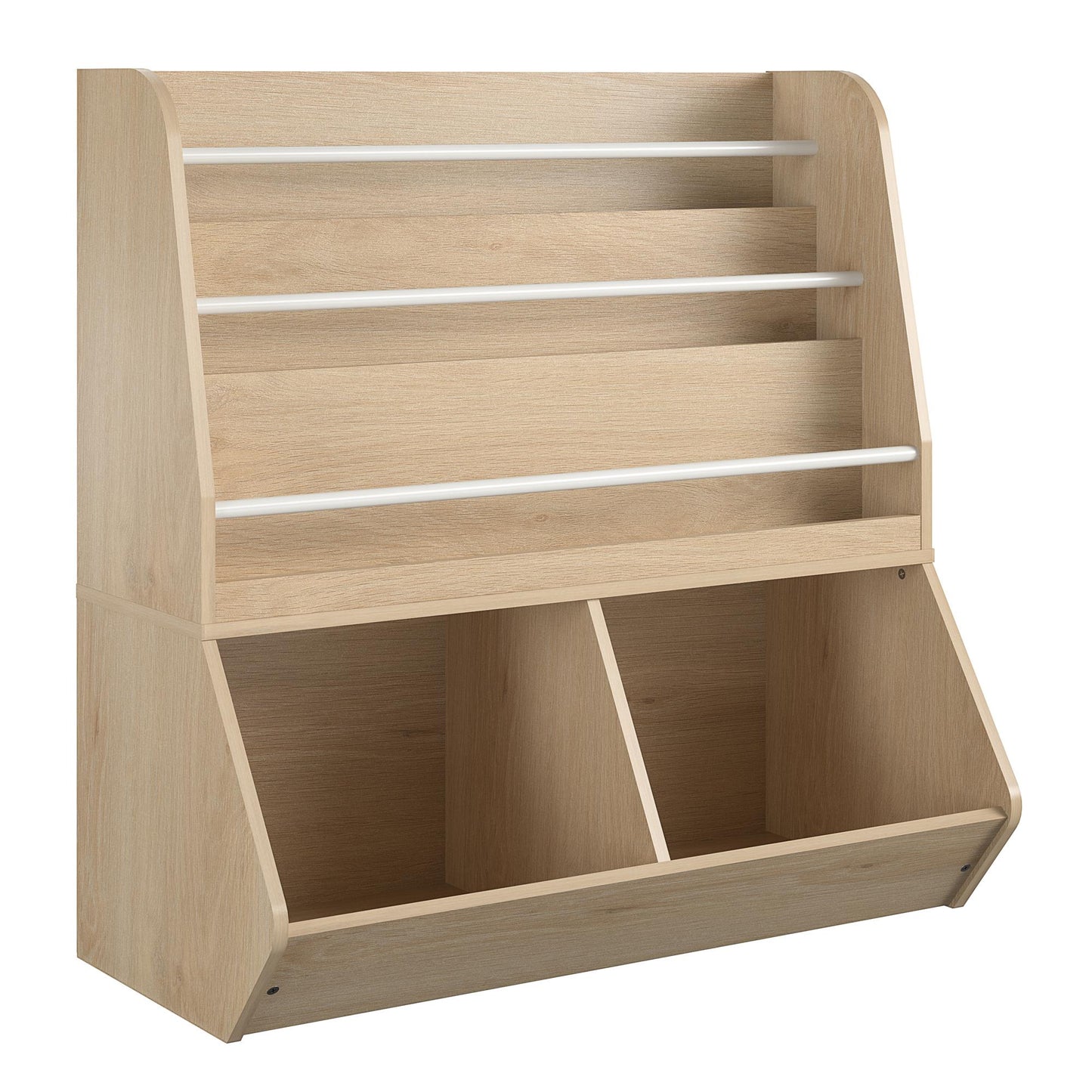 Jocelyn Kids Book and Toy Storage with 3 Shelves and 2 Open Compartments - Blonde Oak